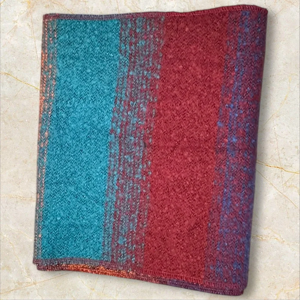 Infinity‎ Scarf Striped Multicolor Loop Scarf Teal Burgundy Orange Soft Knit
